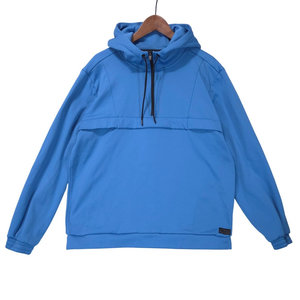MSX by Michael Strahan Quarter Zip Anorak Hoodie Mens L Blue Fleece Workout Tech